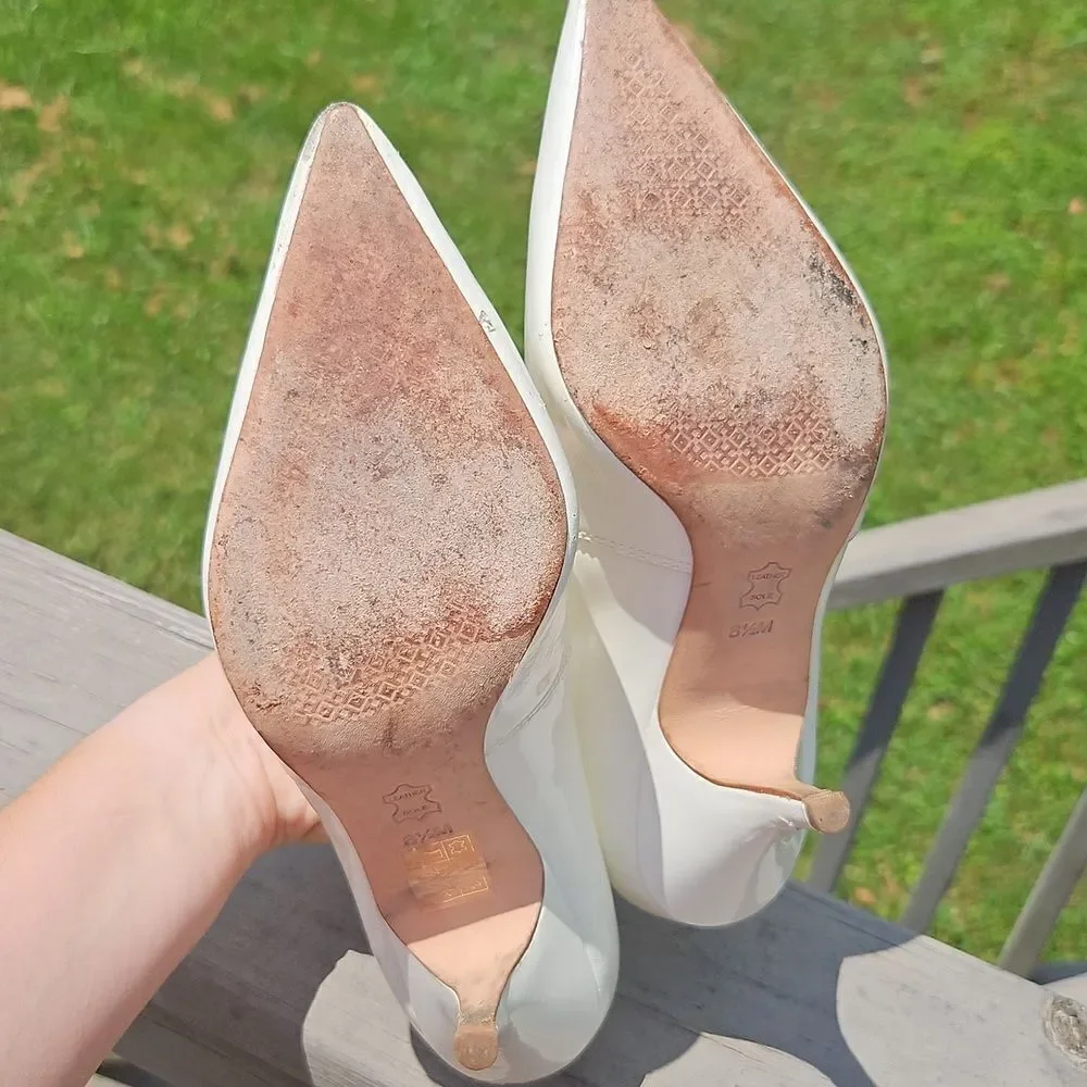 Tory Burch White Patent Leather Pointed Toe Heels – Size 8.5